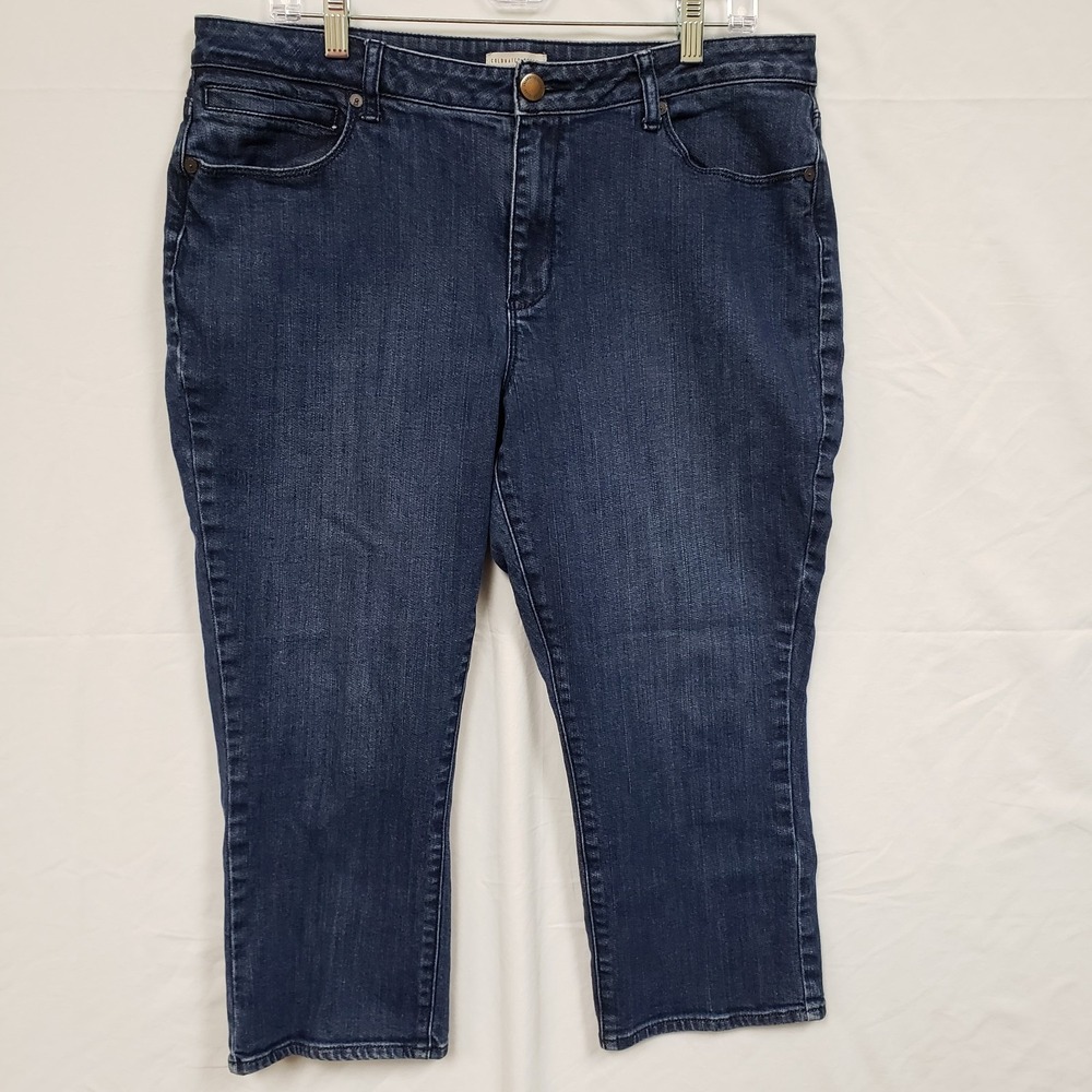Coldwater Creek Womens Sz 16 Crop Jeans Denim Stretch Comfort Walking Travel
